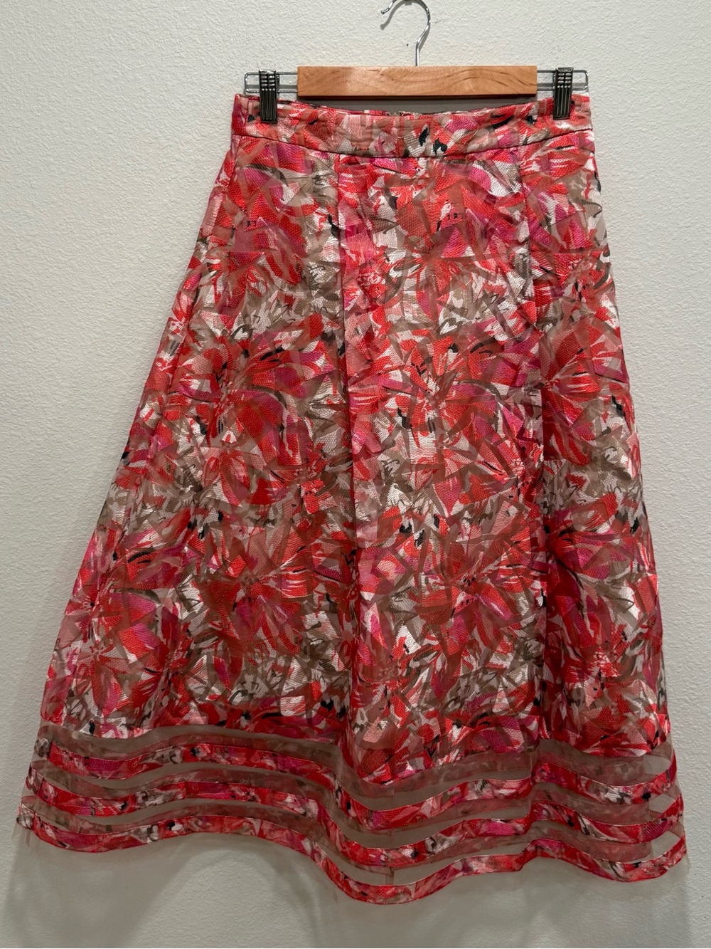 Sachin + Babi Coral and Cream Floral A-Line Skirt